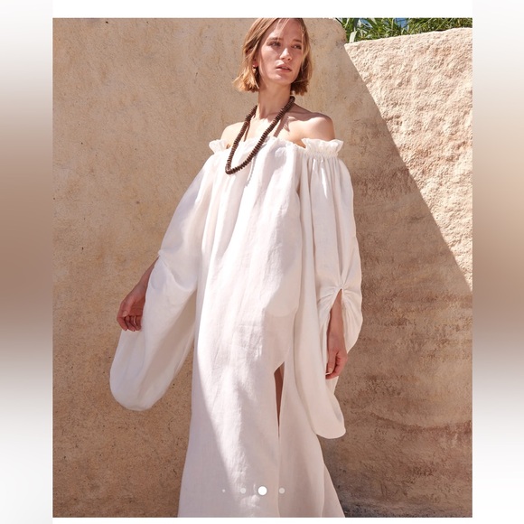 Piece of White Kendra Linen Dress(color Mustard)size L - Picture 2 of 14